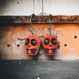 5 For $25💫Whimsigoth Orange Skull Earrings